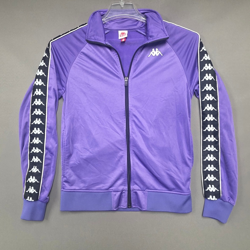 Kappa Purple Banda Track Jacket Full Zip Logo Tape Sleeves Mens Large